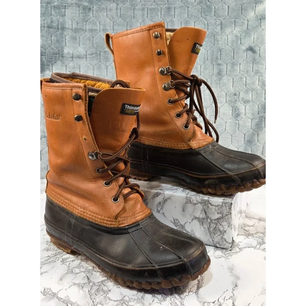 CABELA'S STEEL SHANK THINSULATE DUCK BOOTS‎ HUNTING HIKING CAMP MENS SIZE 8